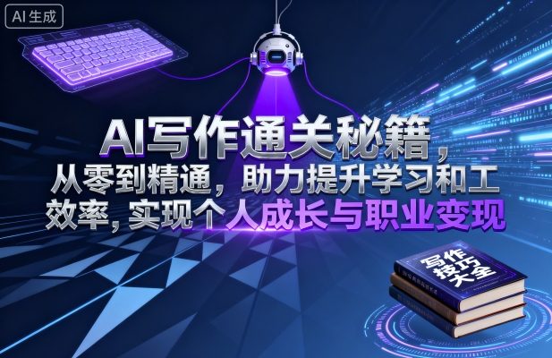 AI写作通关秘籍，从零到精通，助力提升学习和工作效率，实现个人成长与职业变现网赚库-项目库-轻创网-中创网-福缘网-冒泡网-资源之家-AI光年冉冉网赚资源