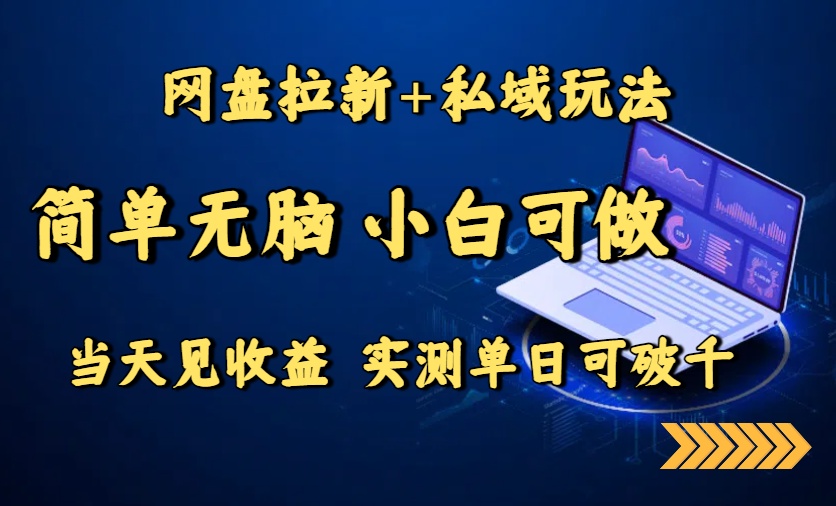 网盘拉新+私域玩法，简单无脑，小白可做，当天见收益，实测单日可破千网赚库-项目库-轻创网-中创网-福缘网-冒泡网-资源之家-AI光年冉冉网赚资源