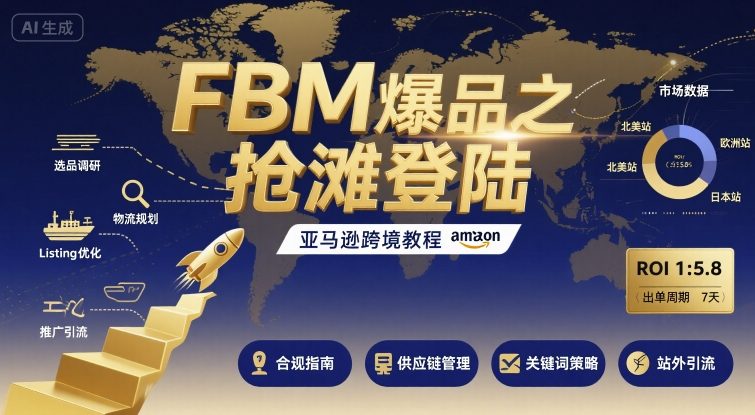 FBM爆品之抢滩登陆-亚马逊跨境教程网赚库-项目库-轻创网-中创网-福缘网-冒泡网-资源之家-AI光年冉冉网赚资源