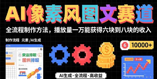 AI像素风图文赛道：全流程制作方法，播放量一万能获得6块到8块的收入网赚库-项目库-轻创网-中创网-福缘网-冒泡网-资源之家-AI光年冉冉网赚资源