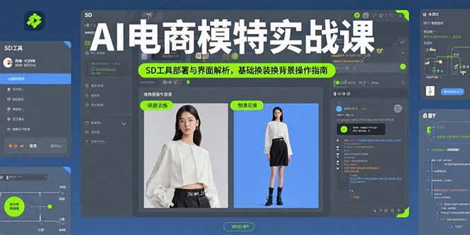 AI电商模特实战课，SD工具部署与界面解析，基础换装换背景操作指南网赚库-项目库-轻创网-中创网-福缘网-冒泡网-资源之家-AI光年冉冉网赚资源