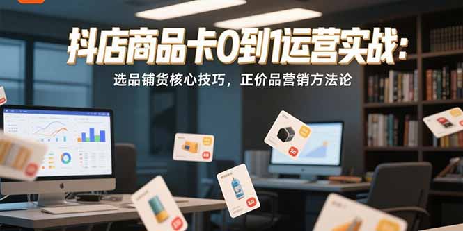 抖店商品卡0到1运营实战：选品铺货核心技巧，正价品营销方法论网赚库-项目库-轻创网-中创网-福缘网-冒泡网-资源之家-AI光年冉冉网赚资源