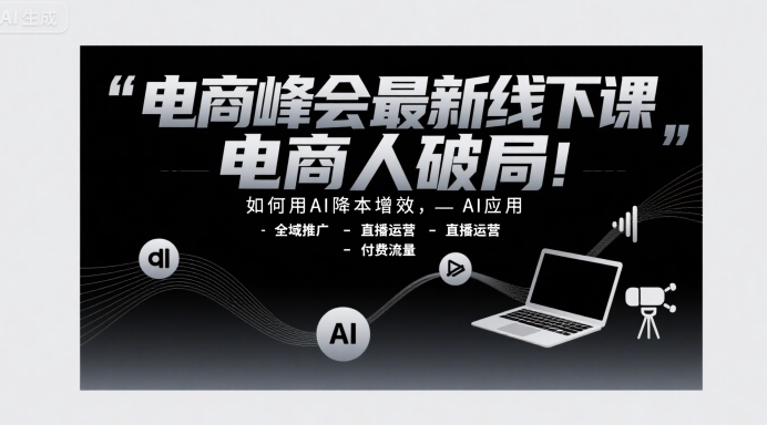 电商峰会最新线下课，电商人破局，如何用AI降本增效，AI应用-全域推广-直播运营-付费流量网赚库-项目库-轻创网-中创网-福缘网-冒泡网-资源之家-AI光年冉冉网赚资源