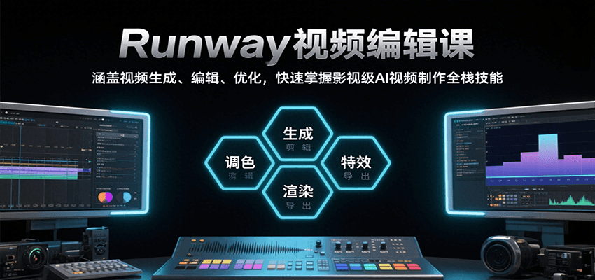 Runway视频编辑课，涵盖视频生成、编辑、优化，快速掌握影视级AI视频制作全栈技能网赚库-项目库-轻创网-中创网-福缘网-冒泡网-资源之家-AI光年冉冉网赚资源