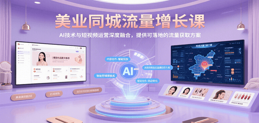 美业同城流量增长课，AI技术与短视频运营深度融合，提供可落地的流量获取方案网赚库-项目库-轻创网-中创网-福缘网-冒泡网-资源之家-AI光年冉冉网赚资源