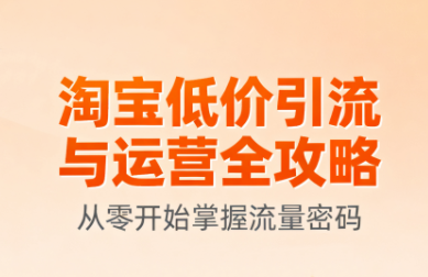 淘宝低价引流与运营全攻略(更新9月)网赚库-项目库-轻创网-中创网-福缘网-冒泡网-资源之家-AI光年冉冉网赚资源