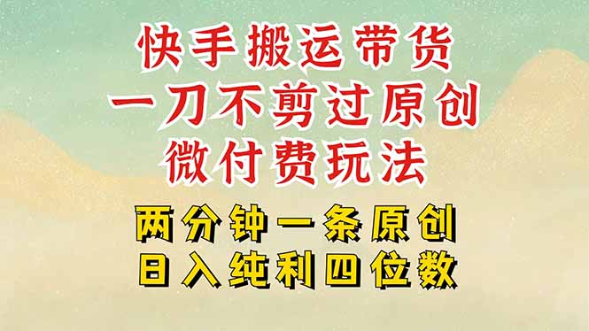 快手黑科技搬运带货，一刀不剪过原创，微付费投流玩法，轻松日入四位数…网赚库-项目库-轻创网-中创网-福缘网-冒泡网-资源之家-AI光年冉冉网赚资源