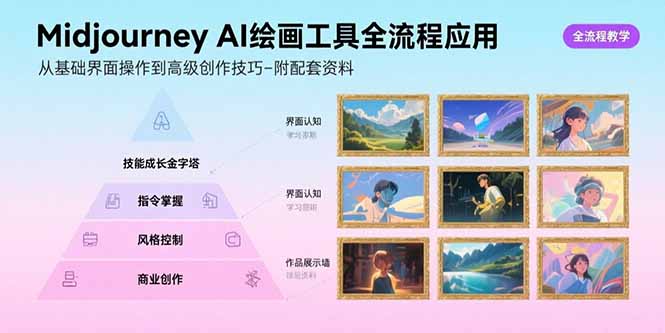 Midjourney AI绘画工具全流程应用，从基础界面操作到高级创作-附配套资料网赚库-项目库-轻创网-中创网-福缘网-冒泡网-资源之家-AI光年冉冉网赚资源