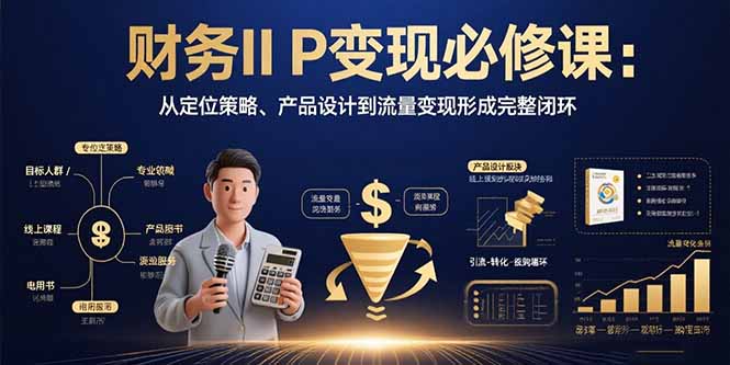 财务IP变现必修课：从定位策略、产品设计到流量变现形成完整闭环网赚库-项目库-轻创网-中创网-福缘网-冒泡网-资源之家-AI光年冉冉网赚资源