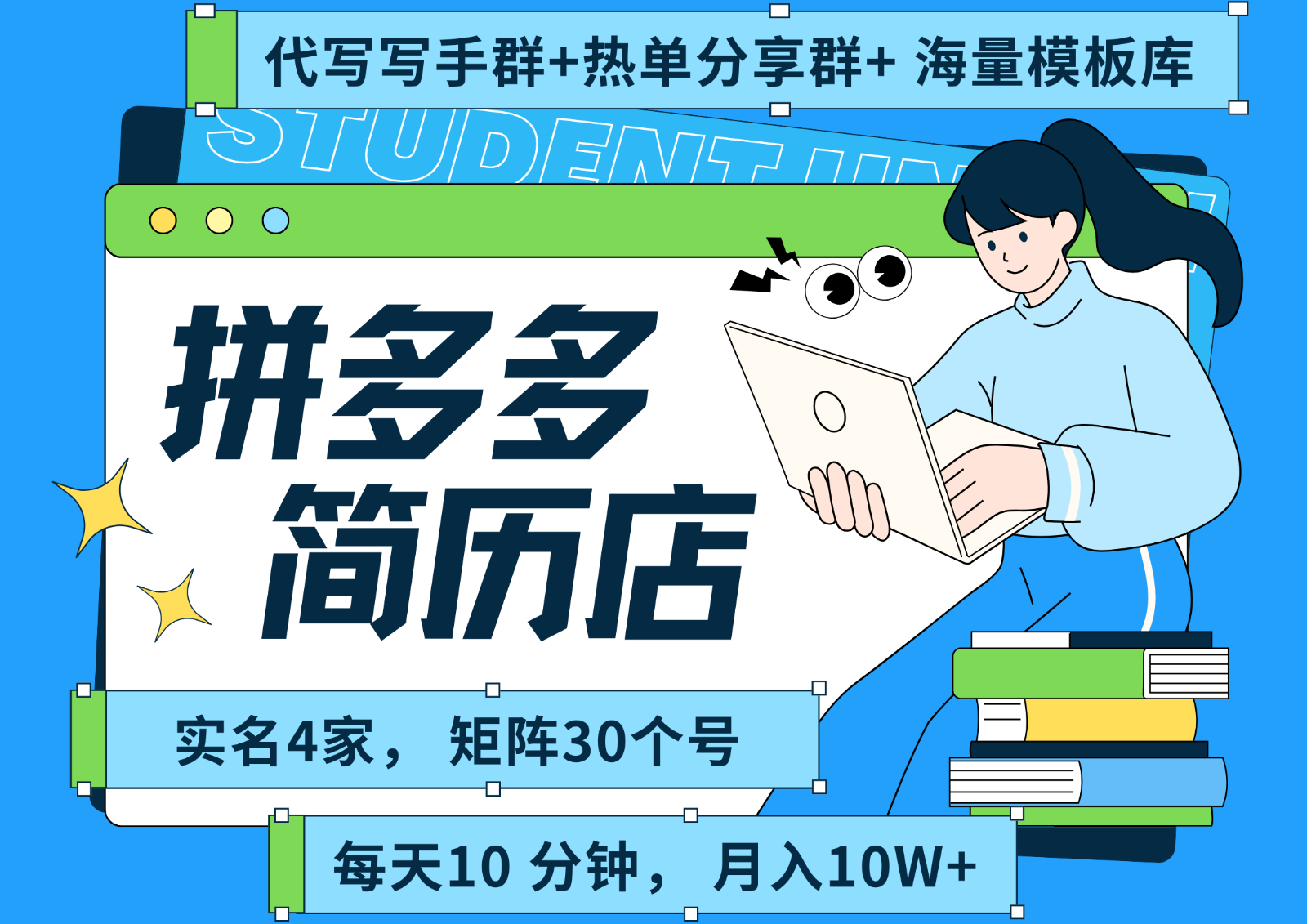 拼多多电商 拼多多 虚拟资料 简历 海报代写 全SOP流程 毫无保留分享(含后端资料)网赚库-项目库-轻创网-中创网-福缘网-冒泡网-资源之家-AI光年冉冉网赚资源