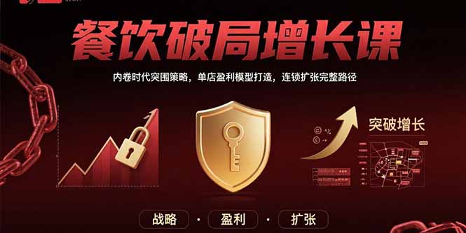 餐饮破局增长课：内卷时代突围策略，单店盈利模型打造，连锁扩张完整路径网赚库-项目库-轻创网-中创网-福缘网-冒泡网-资源之家-AI光年冉冉网赚资源