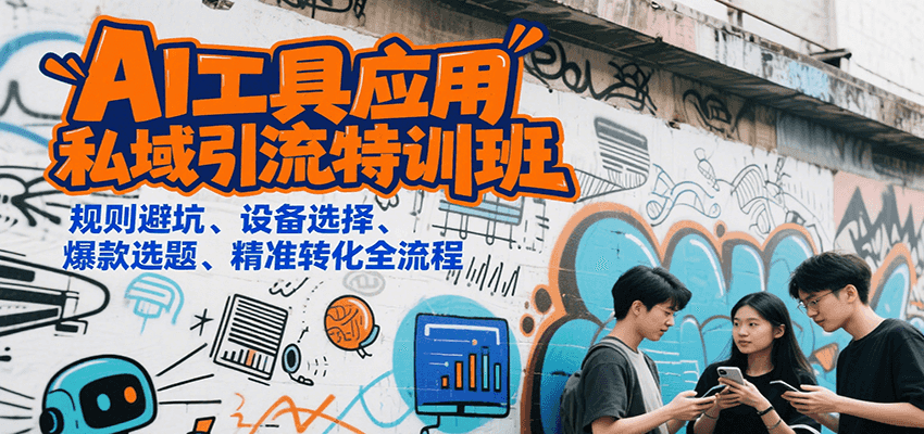 AI工具应用私域引流特训班，规则避坑、设备选择、爆款选题、精准转化全流程网赚库-项目库-轻创网-中创网-福缘网-冒泡网-资源之家-AI光年冉冉网赚资源