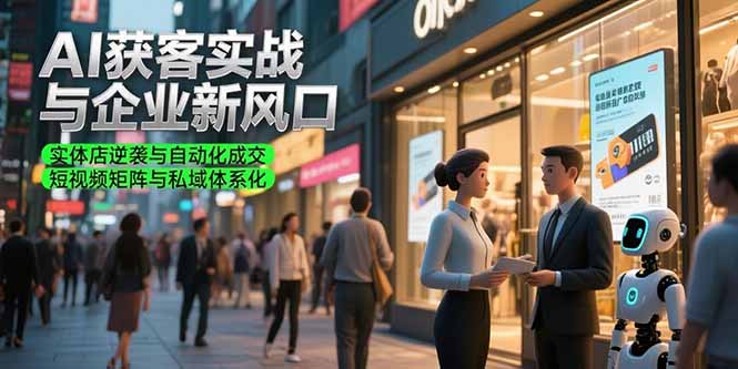 AI获客实战与企业新风口，实体店逆袭与自动化成交 短视频矩阵与私域体系化网赚库-项目库-轻创网-中创网-福缘网-冒泡网-资源之家-AI光年冉冉网赚资源