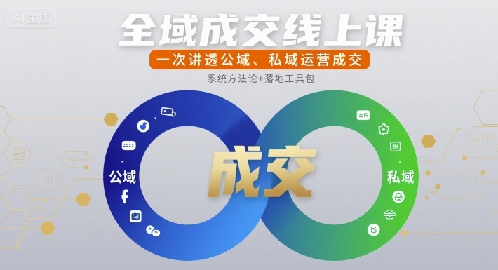 全域成交线上课，一次讲透公域、私域运营成交网赚库-项目库-轻创网-中创网-福缘网-冒泡网-资源之家-AI光年冉冉网赚资源