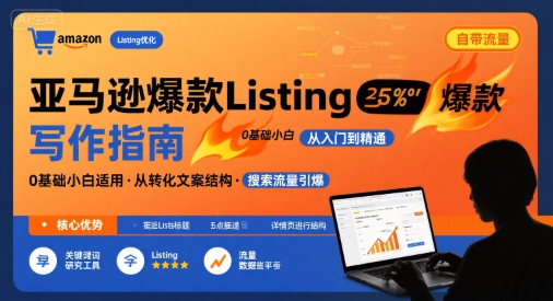 亚马逊爆款Listing写作方法，亚马逊0基础小白也能写爆款自带流量的Listing网赚库-项目库-轻创网-中创网-福缘网-冒泡网-资源之家-AI光年冉冉网赚资源