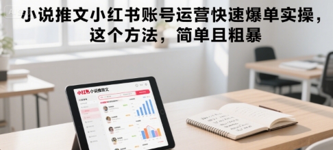小说推文小红书账号运营快速爆单实操，这个方法，简单且粗暴网赚库-项目库-轻创网-中创网-福缘网-冒泡网-资源之家-AI光年冉冉网赚资源