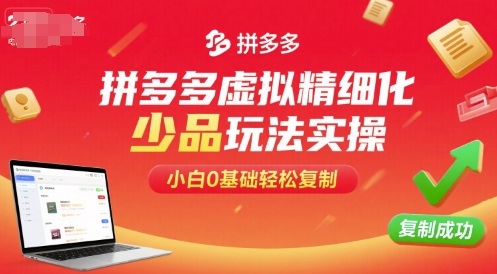 拼多多虚拟精细化少品玩法实操，小白0基础轻松复制网赚库-项目库-轻创网-中创网-福缘网-冒泡网-资源之家-AI光年冉冉网赚资源