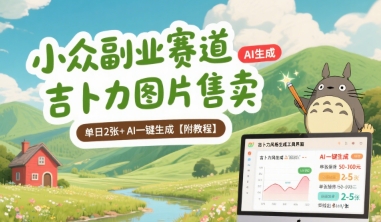 小众副业赛道 吉卜力图片售卖 单日2张+ AI一键生成【附教程】网赚库-项目库-轻创网-中创网-福缘网-冒泡网-资源之家-AI光年冉冉网赚资源