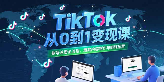 TikTok从0到1变现课，账号注册全流程，爆款内容制作与矩阵运营网赚库-项目库-轻创网-中创网-福缘网-冒泡网-资源之家-AI光年冉冉网赚资源
