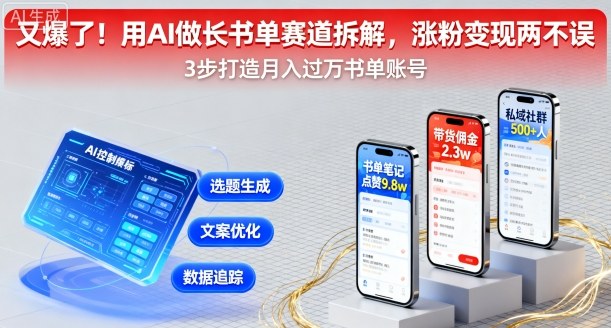 又爆了！用AI做长书单赛道拆解，涨粉变现两不误网赚库-项目库-轻创网-中创网-福缘网-冒泡网-资源之家-AI光年冉冉网赚资源