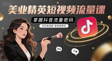 美业精英短视频流量课，掌握抖音流量密码，天天有询单，条条有转化网赚库-项目库-轻创网-中创网-福缘网-冒泡网-资源之家-AI光年冉冉网赚资源