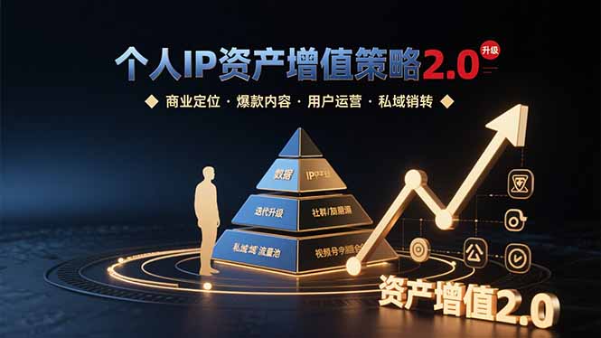 个人IP资产增值策略2.0 拆解商业定位/爆款内容/用户运营/私域销转四大模块网赚库-项目库-轻创网-中创网-福缘网-冒泡网-资源之家-AI光年冉冉网赚资源