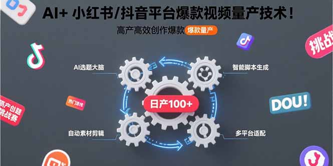AI+小红书/抖音平台爆款视频量产技术：高产高效创作爆款视频！网赚库-项目库-轻创网-中创网-福缘网-冒泡网-资源之家-AI光年冉冉网赚资源