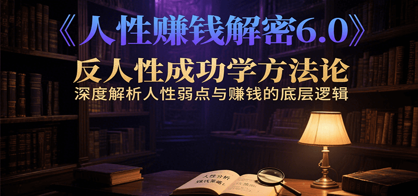 人性赚钱解密6.0，反人性成功学方法论，深度解析人性弱点与赚钱的底层逻辑网赚库-项目库-轻创网-中创网-福缘网-冒泡网-资源之家-AI光年冉冉网赚资源