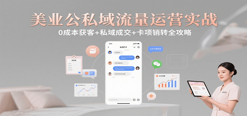 美业公私域流量运营实战：0成本获客+私域成交+卡项销转全攻略网赚库-项目库-轻创网-中创网-福缘网-冒泡网-资源之家-AI光年冉冉网赚资源