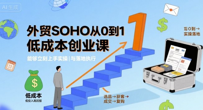 外贸SOHO从0到1低成本创业课，能够立刻上手实操与落地执行网赚库-项目库-轻创网-中创网-福缘网-冒泡网-资源之家-AI光年冉冉网赚资源