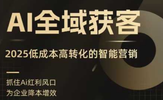 AI全域获客实训营，2025低成本高转化的智能营销，精准找客，高效营销网赚库-项目库-轻创网-中创网-福缘网-冒泡网-资源之家-AI光年冉冉网赚资源