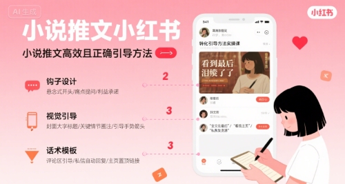 小说推文小红书高转化引导方法实操课，小说推文高效且正确引导方法网赚库-项目库-轻创网-中创网-福缘网-冒泡网-资源之家-AI光年冉冉网赚资源