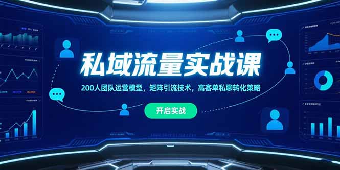 私域流量实战课，200人团队运营模型，矩阵引流技术，高客单私聊转化策略网赚库-项目库-轻创网-中创网-福缘网-冒泡网-资源之家-AI光年冉冉网赚资源