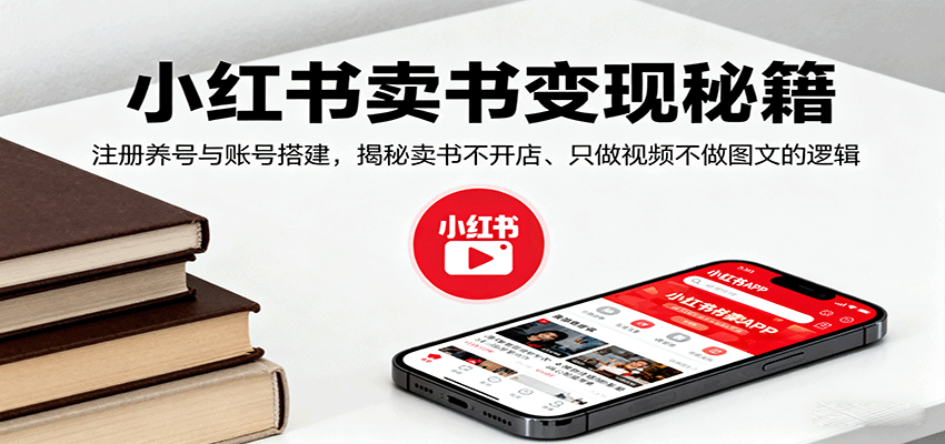 小红书卖书变现秘籍，注册养号与账号搭建，揭秘卖书不开店、只做视频不做图文的逻辑网赚库-项目库-轻创网-中创网-福缘网-冒泡网-资源之家-AI光年冉冉网赚资源