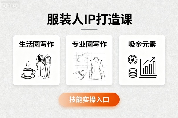 服装人IP打造课，文案创富+生活圈写作+专业圈写作+服装人专属+吸金元素+技能实操网赚库-项目库-轻创网-中创网-福缘网-冒泡网-资源之家-AI光年冉冉网赚资源