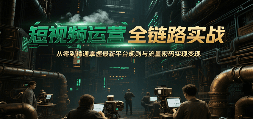 短视频运营全链路实战，从零到精通掌握最新平台规则与流量密码实现变现网赚库-项目库-轻创网-中创网-福缘网-冒泡网-资源之家-AI光年冉冉网赚资源