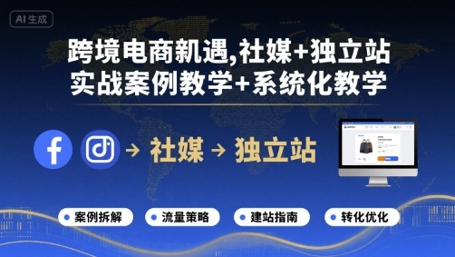 跨境电商新机遇，社媒+独立站，实战案例教学+系统化教学网赚库-项目库-轻创网-中创网-福缘网-冒泡网-资源之家-AI光年冉冉网赚资源
