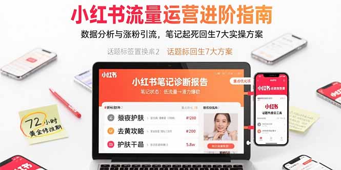 小红书流量运营进阶指南，数据分析与涨粉引流，笔记起死回生7大实操方案网赚库-项目库-轻创网-中创网-福缘网-冒泡网-资源之家-AI光年冉冉网赚资源