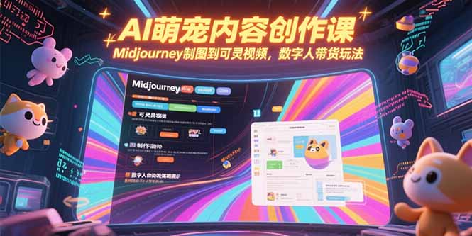 AI萌宠内容创作课，Midjourney制图到可灵视频，数字人带货玩法网赚库-项目库-轻创网-中创网-福缘网-冒泡网-资源之家-AI光年冉冉网赚资源