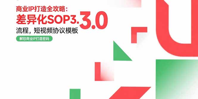 商业IP打造全攻略：差异化SOP3.0流程，短视频协议模板，婚恋项目实战案例网赚库-项目库-轻创网-中创网-福缘网-冒泡网-资源之家-AI光年冉冉网赚资源