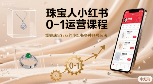 珠宝人小红书0-1运营课程，掌握珠宝行业的小红书多种账号玩法网赚库-项目库-轻创网-中创网-福缘网-冒泡网-资源之家-AI光年冉冉网赚资源