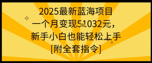 2025最新蓝海项目一个月变现1w+新手小白也能轻松上手【附全套指令】网赚库-项目库-轻创网-中创网-福缘网-冒泡网-资源之家-AI光年冉冉网赚资源