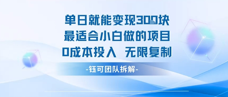 单日就能变现3张最适合小白做的项目0成本投入 无限复制网赚库-项目库-轻创网-中创网-福缘网-冒泡网-资源之家-AI光年冉冉网赚资源