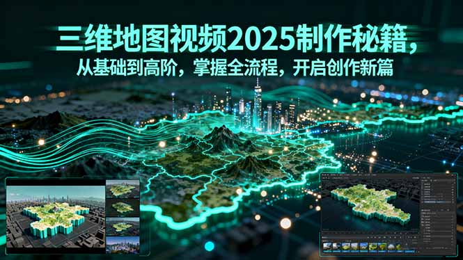 三维地图视频2025制作秘籍，从基础到高阶，掌握全流程，开启创作新篇网赚库-项目库-轻创网-中创网-福缘网-冒泡网-资源之家-AI光年冉冉网赚资源