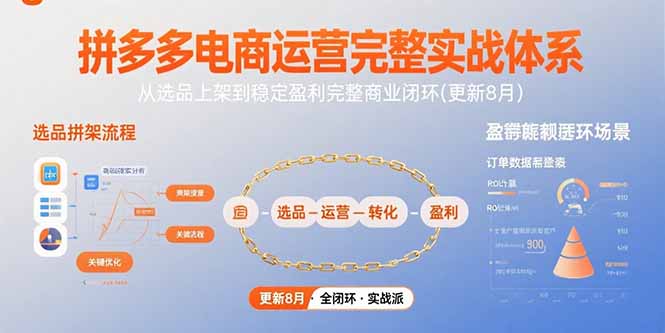 拼多多电商运营完整实战体系，从选品上架到稳定盈利完整商业闭环(更新8月网赚库-项目库-轻创网-中创网-福缘网-冒泡网-资源之家-AI光年冉冉网赚资源