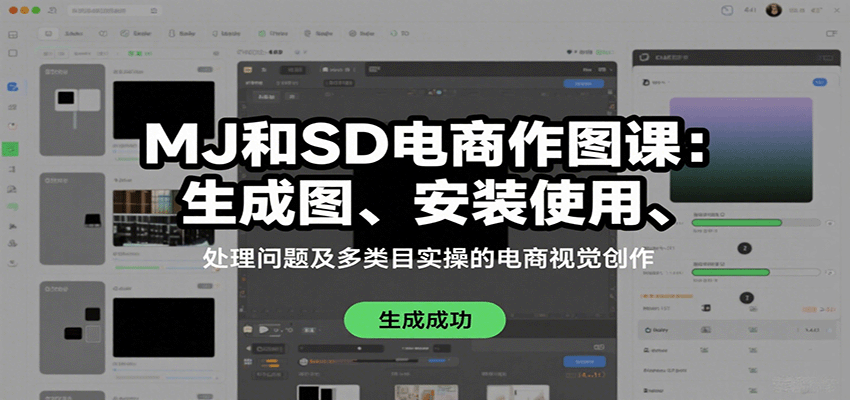 MJ和SD电商作图课：生成图、安装使用、处理问题及多类目实操的电商视觉创作网赚库-项目库-轻创网-中创网-福缘网-冒泡网-资源之家-AI光年冉冉网赚资源