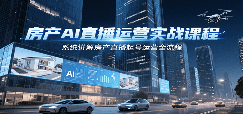 房产AI直播运营实战课程，系统讲解房产直播起号运营全流程网赚库-项目库-轻创网-中创网-福缘网-冒泡网-资源之家-AI光年冉冉网赚资源