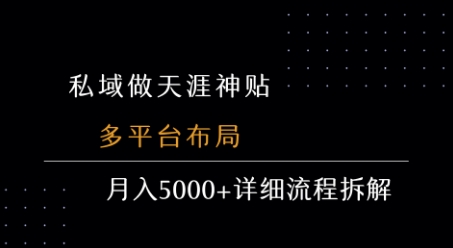私域做天涯神贴 多平台布局 月入5k+详细流程拆解网赚库-项目库-轻创网-中创网-福缘网-冒泡网-资源之家-AI光年冉冉网赚资源
