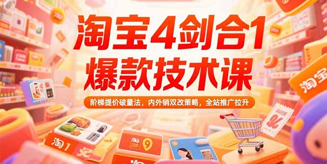 淘宝4剑合1爆款技术课73期：阶梯提价破量法，内外销双改策略 全站推广拉升网赚库-项目库-轻创网-中创网-福缘网-冒泡网-资源之家-AI光年冉冉网赚资源