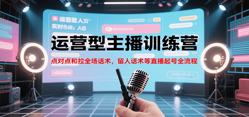 运营型主播训练营，点对点和拉全场话术，留人话术等直播起号全流程(更新7月)网赚库-项目库-轻创网-中创网-福缘网-冒泡网-资源之家-AI光年冉冉网赚资源
